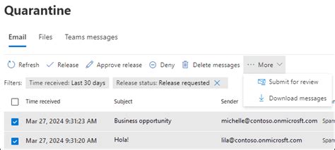 420 4.7.3 resubmitting quarantine message.|Manage Quarantined Messages .
